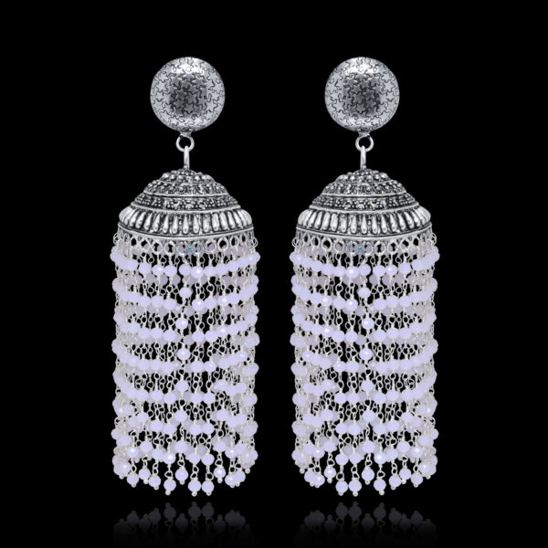 Gehna Jaipur Pink Rose Color Zircon Beads Jhumki Style Earring For Girls & Women GE03-1184