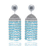 Gehna Jaipur Blue Turquoise Color Zircon Beads Jhumki Earring For Girls & Women GE03-1185