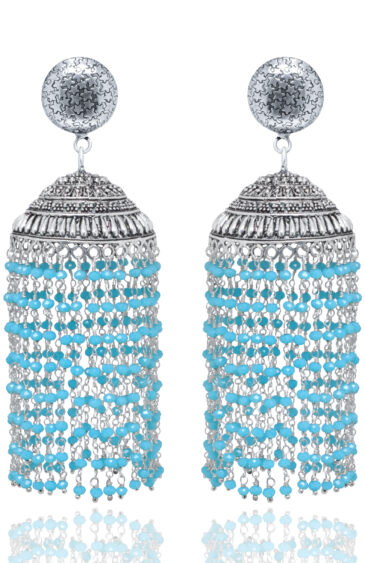 Gehna Jaipur Blue Turquoise Color Zircon Beads Jhumki Earring For Girls & Women GE03-1185