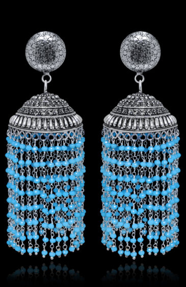 Gehna Jaipur Blue Turquoise Color Zircon Beads Jhumki Earring For Girls & Women GE03-1185