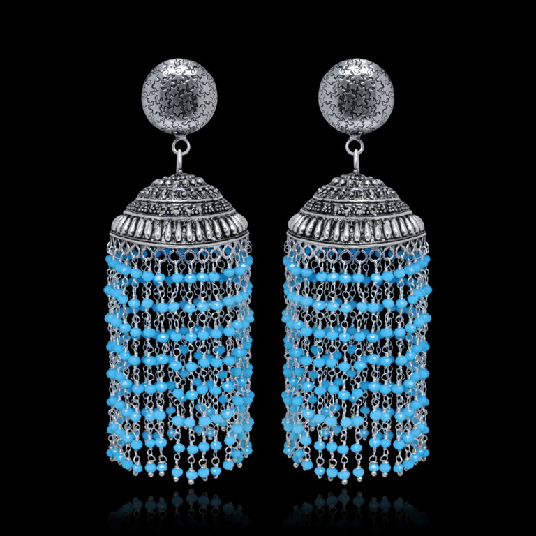 Gehna Jaipur Blue Turquoise Color Zircon Beads Jhumki Earring For Girls & Women GE03-1185