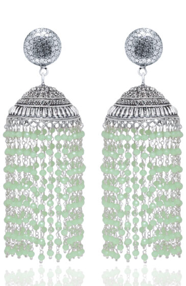 Gehna Jaipur Emerald Color Zircon Beads Jhumki Style Earrings For Girls & Women GE03-1186