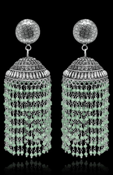 Gehna Jaipur Emerald Color Zircon Beads Jhumki Style Earrings For Girls & Women GE03-1186