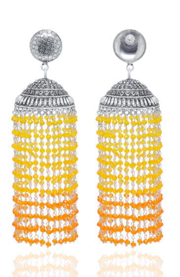 Gehna Jaipur Orange & Citrine Color Zircon Beads Jhumki Style Earrings For Girls & Women GE03-1187