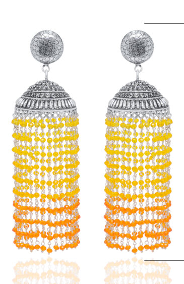 Gehna Jaipur Orange & Citrine Color Zircon Beads Jhumki Style Earrings For Girls & Women GE03-1187