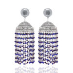 Gehna Jaipur Blue Sapphire Color Zircon Bead Jhumki Style Earrings For Girls & Women GE03-1188