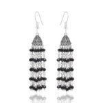 Gehna Jaipur Black Spinel Color Zircon Beads Jhumki Style Earring For Girls & Women GE03-1189
