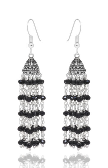 Gehna Jaipur Black Spinel Color Zircon Beads Jhumki Style Earring For Girls & Women GE03-1189