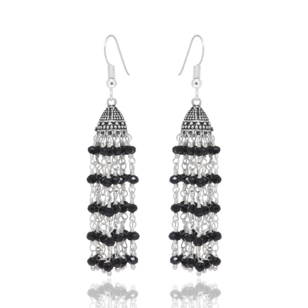 Gehna Jaipur Black Spinel Color Zircon Beads Jhumki Style Earring For Girls & Women GE03-1189