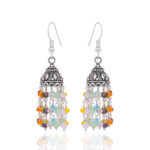 Gehna Jaipur Ruby & Multicolor Zircon Beads Jhumki Style Earrings For Girls & Women GE03-1190