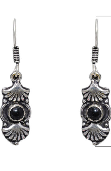 Gehna Jaipur Black Spinel Color Stone Studded Earrings In German Silver  For Girls & Women GE01-1191