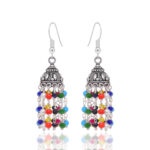 Gehna Jaipur Emerald & Multicolor Zircon Beads Jhumki Earrings For Girls & Women GE03-1191