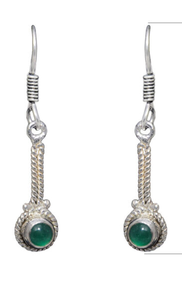 Gehna Jaipur Green Onyx Color Stone Studded Earrings In German Silver  For Girls & Women GE01-1193