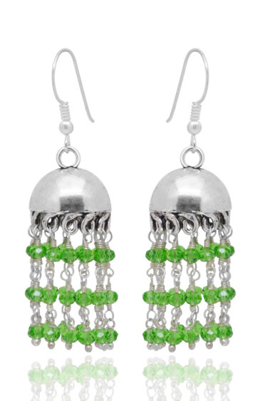 Gehna Jaipur Green Peridot Color Zircon Bead Jhumki Style Earrings For Girls & Women GE03-1193