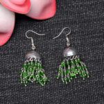 Gehna Jaipur Green Peridot Color Zircon Bead Jhumki Style Earrings For Girls & Women GE03-1193 - Image 4