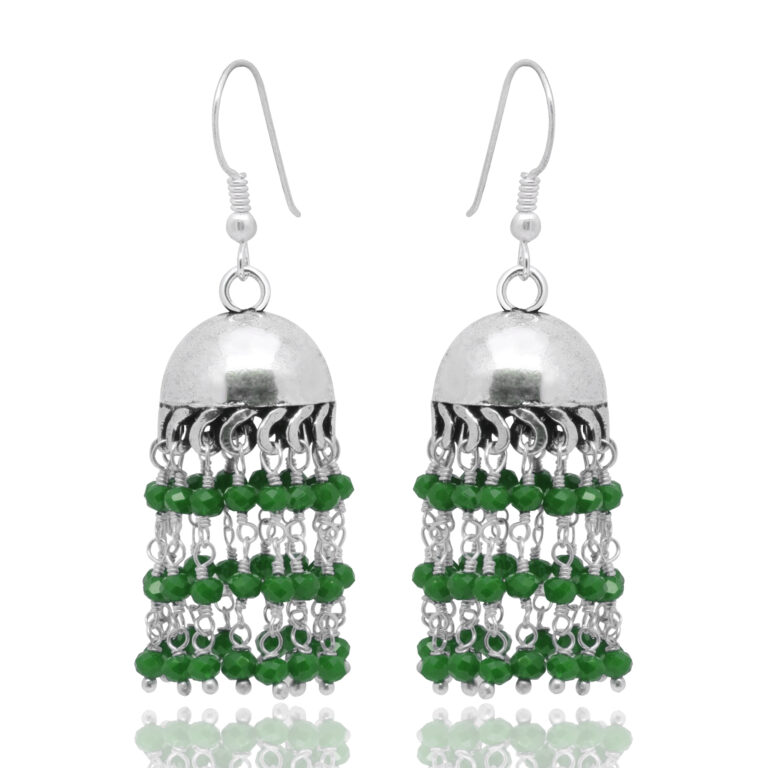 Gehna Jaipur Green Emerald Color Zircon Beads Earrings For Girls & Women GE03-1194