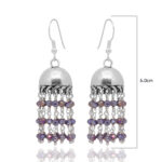Gehna Jaipur Blue Sapphire Color Zircon Bead Jhumki Style Earrings For Girls & Women GE03-1196 - Image 3
