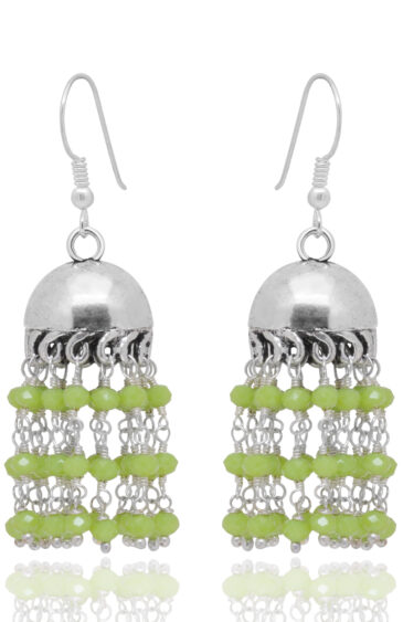 Gehna Jaipur Green Onyx Color Zircon Bead Jhumki Style Earrings For Girls & Women GE03-1197