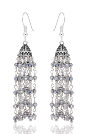 Gehna Jaipur Silver Pyrite Color Zircon Beads Jhumki Earrings For Girls & Women GE03-1199