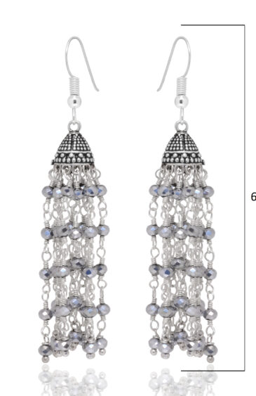 Gehna Jaipur Silver Pyrite Color Zircon Beads Jhumki Earrings For Girls & Women GE03-1199