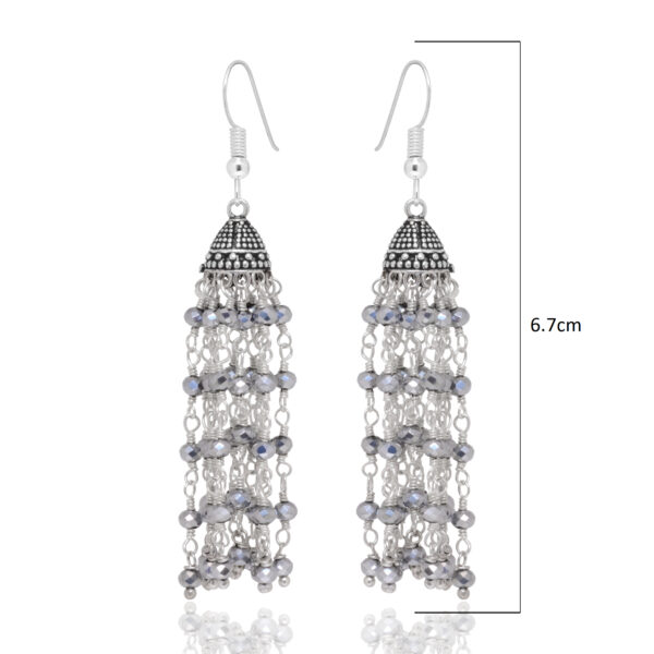 Gehna Jaipur Silver Pyrite Color Zircon Beads Jhumki Earrings For Girls & Women GE03-1199