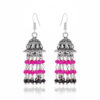 Gehna Jaipur Black Spinel & Pink Color Bead Jhumki Earrings For Girls & Women GE03-1200