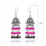 Gehna Jaipur Black Spinel & Pink Color Bead Jhumki Earrings For Girls & Women GE03-1200 - Image 2