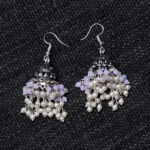 Gehna Jaipur Pearl & Rose Quartz Color Zircon Bead Jhumki Earrings For Girls & Women GE03-1202 - Image 4