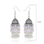 Gehna Jaipur Pearl & Rose Quartz Color Zircon Bead Jhumki Earrings For Girls & Women GE03-1202 - Image 3