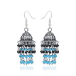 Gehna Jaipur Turquoise & Black Spinel Color Zircon Bead Jhumki Earrings For Girls & Women GE03-1203