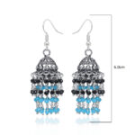 Gehna Jaipur Turquoise & Black Spinel Color Zircon Bead Jhumki Earrings For Girls & Women GE03-1203 - Image 3