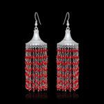 Gehna Jaipur Red Spinel Color Zircon Bead Jhumki Style Earrings For Girls & Women GE03-1204 - Image 3