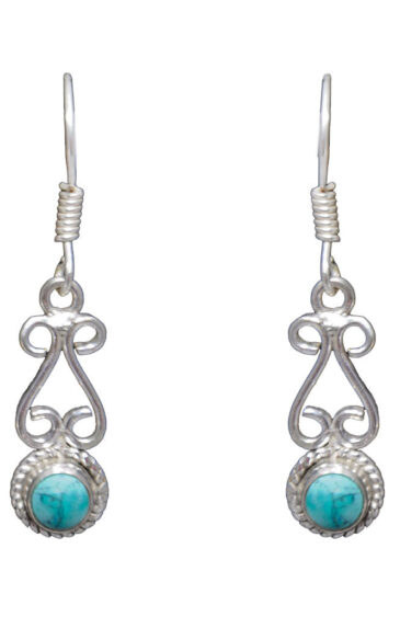 Gehna Jaipur Turquoise Color Stone Earrings In German Silver  For Girls & Women GE01-1205