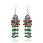 Gehna Jaipur Emerald & Red Quartz Color Zircon Bead Jhumki Earrings For Girls & Women GE03-1205