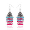 Gehna Jaipur Turquoise & Pink Color Zircon Beads Jhumki Earrings For Girls & Women GE03-1208