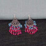 Gehna Jaipur Turquoise & Pink Color Zircon Beads Jhumki Earrings For Girls & Women GE03-1208 - Image 3