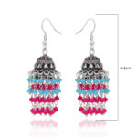Gehna Jaipur Turquoise & Pink Color Zircon Beads Jhumki Earrings For Girls & Women GE03-1208 - Image 4