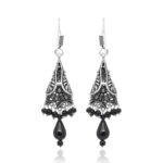 Gehna Jaipur Black Spinel Color Zircon Beads Jhumki Style Earrings For Girls & Women GE03-1209 - Image 4