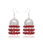 Gehna Jaipur Red Jade Color Zircon Beads Jhumki Style Earrings For Girls & Women GE03-1210