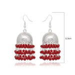 Gehna Jaipur Red Jade Color Zircon Beads Jhumki Style Earrings For Girls & Women GE03-1210 - Image 3