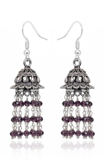 Gehna Jaipur Amethyst Color Zircon Beads Jhumki Style Earrings For Girls & Women GE03-1212