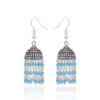 Gehna Jaipur Blue Topaz Color Zircon Beads Jhumki Style Earrings (Blue) For Girls & Women GE03-1213