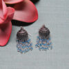 Gehna Jaipur Blue Topaz Color Zircon Beads Jhumki Style Earrings (Blue) For Girls & Women GE03-1213 - Image 5
