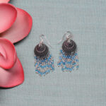 Gehna Jaipur Blue Topaz Color Zircon Beads Jhumki Style Earrings (Blue) For Girls & Women GE03-1213 - Image 4