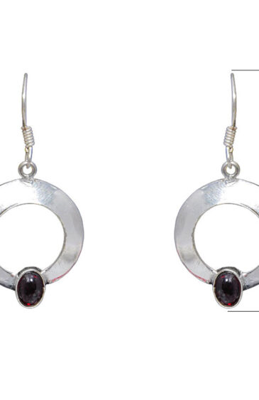 Gehna Jaipur Red Garnet Color Stone Earrings In German Silver  For Girls & Women GE01-1214