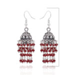 Gehna Jaipur Hydro Ruby Color Zircon Beads Jhumki Style Earrings (Red) For Girls & Women GE03-1215