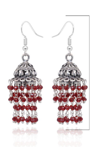 Gehna Jaipur Hydro Ruby Color Zircon Beads Jhumki Style Earrings (Red) For Girls & Women GE03-1215