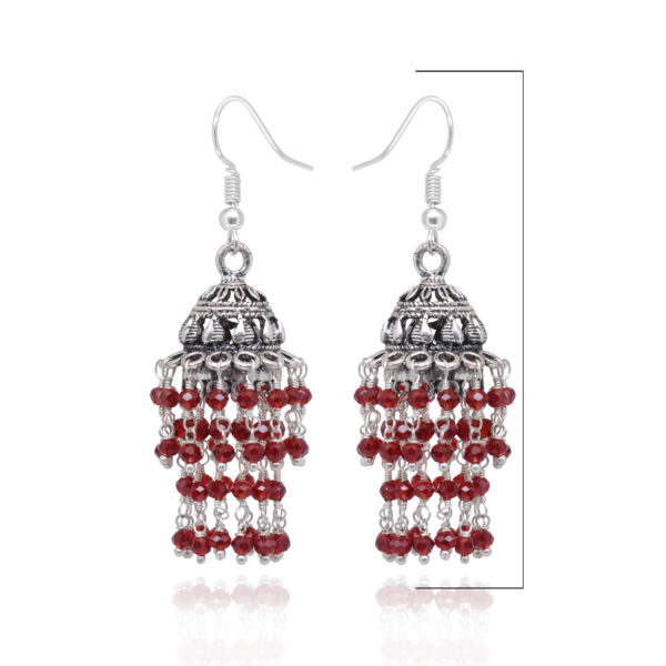 Gehna Jaipur Hydro Ruby Color Zircon Beads Jhumki Style Earrings (Red) For Girls & Women GE03-1215