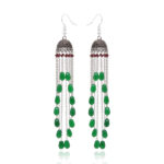 Gehna Jaipur Onyx & Hydro Ruby Color Zircon Beads Earrings (Red & Green) For Girls & Women GE03-1216
