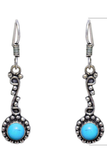 Gehna Jaipur Turquoise Color Stone Earrings In German Silver  For Girls & Women GE01-1217